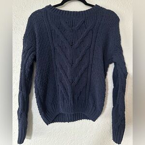 Aeropostale Navy Blue Cable Knit Crewneck Sweater